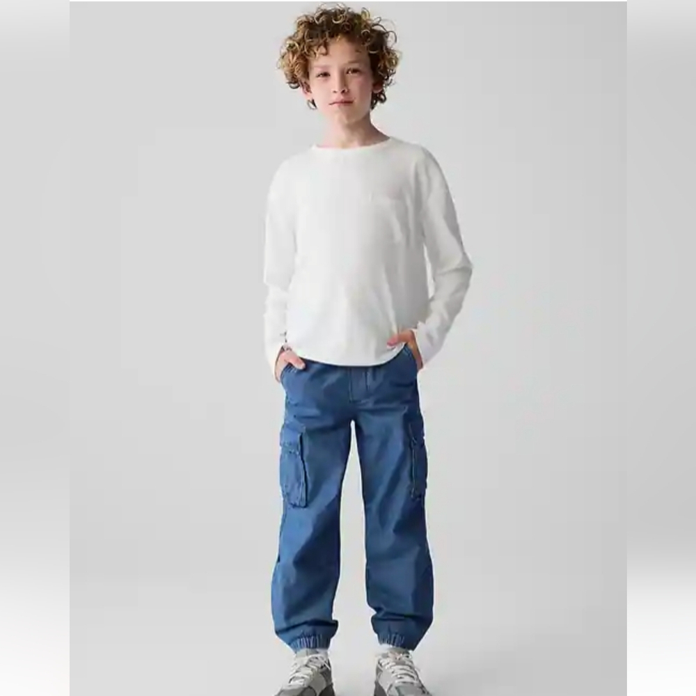 Kids Denim Parachute Cargo Pants
